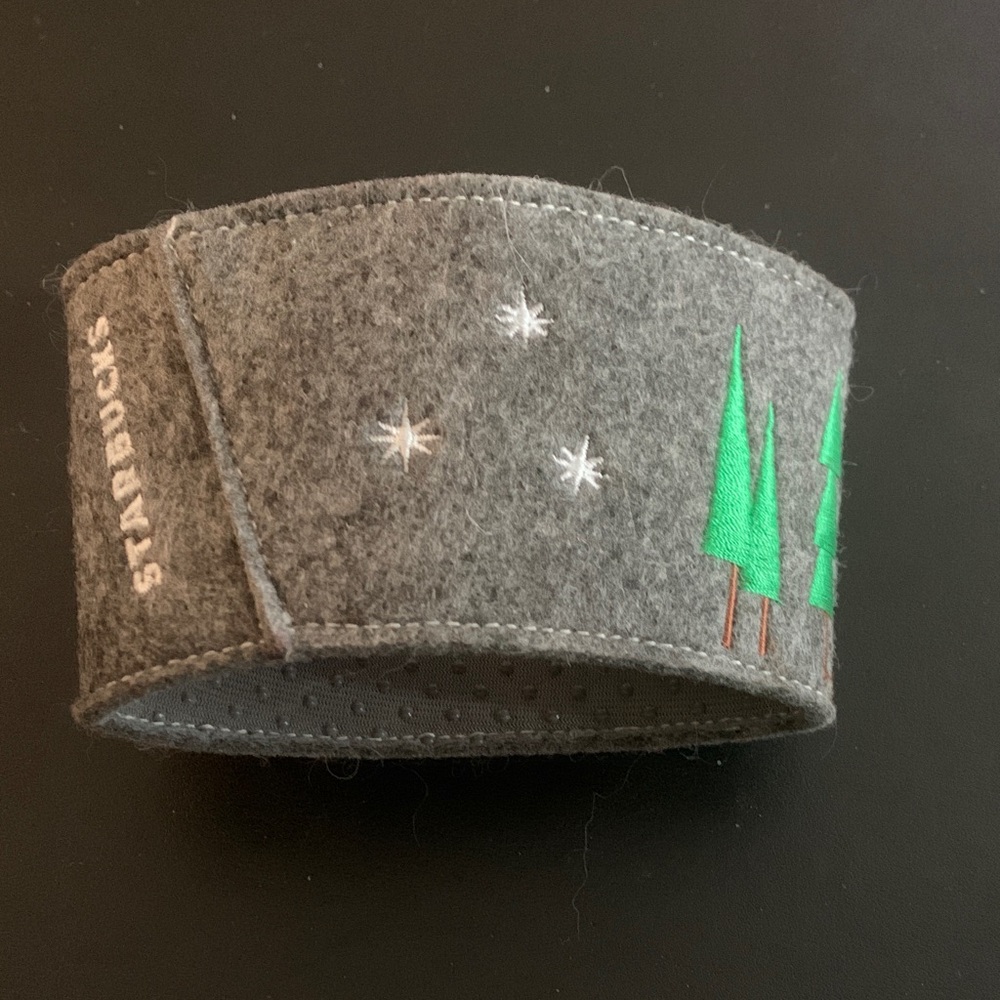Starbucks Gray Felt Sleeve with Green Tree Design